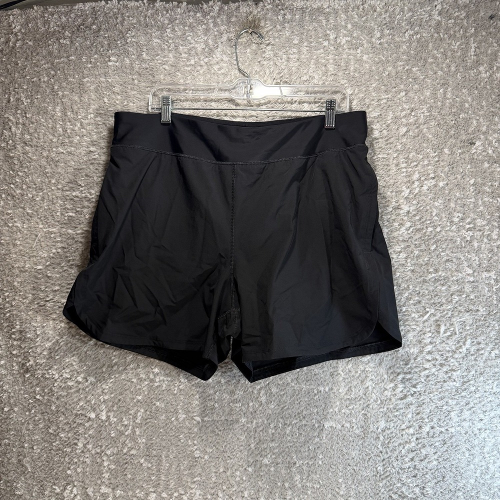Lands End Women's L, 14-16 Black Swim Shorts Pockets Built-in Liner Beach Modest